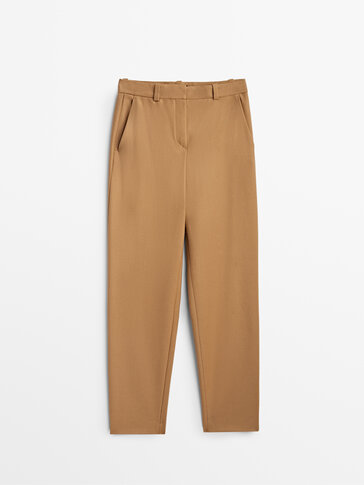 Cigarette-fit 100% wool trousers