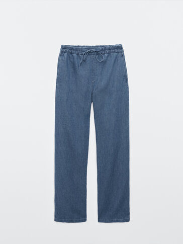 Cotton and linen jogging-fit trousers