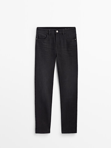 Black mid-waist skinny jeans