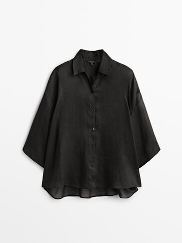 Black 100% ramie shirt - Limited Edition