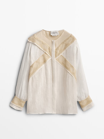Linen shirt with embroidered detail - Limited Edition