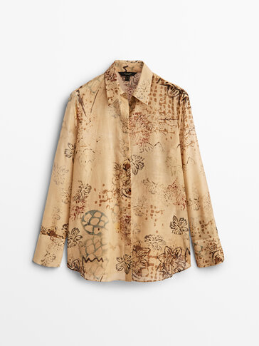 Katoenen zijden blouse met print