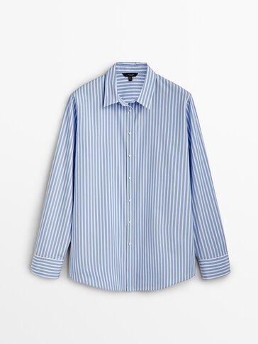 Striped poplin shirt - Massimo Dutti 