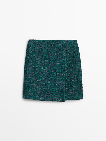 Textured crossover mini skirt
