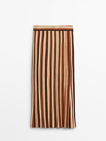 Striped knit midi skirt