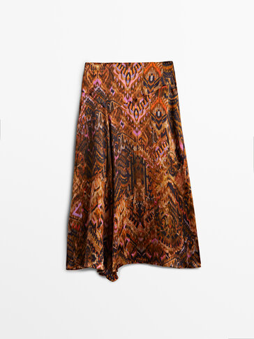 Neonová sukně ze 100% hedvábí s potiskem