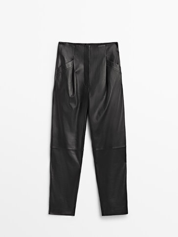 Nappa leather darted trousers