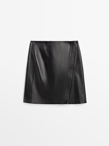 Nappa leather mini skirt with zip