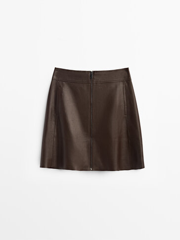 Nappa leather mini skirt with zip