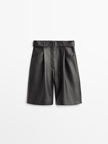 Nappa leather Bermuda shorts with belt