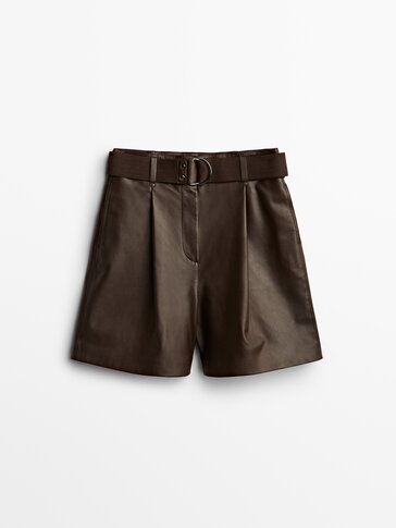 Leather Bermuda shorts with belt - Limited Edition
