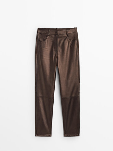 Metallic leather suit trousers