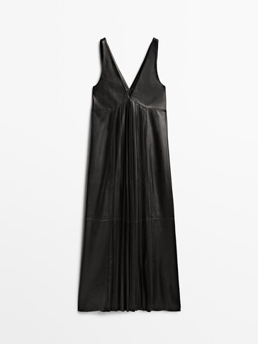 Black pleated leather dress - Limited Edition