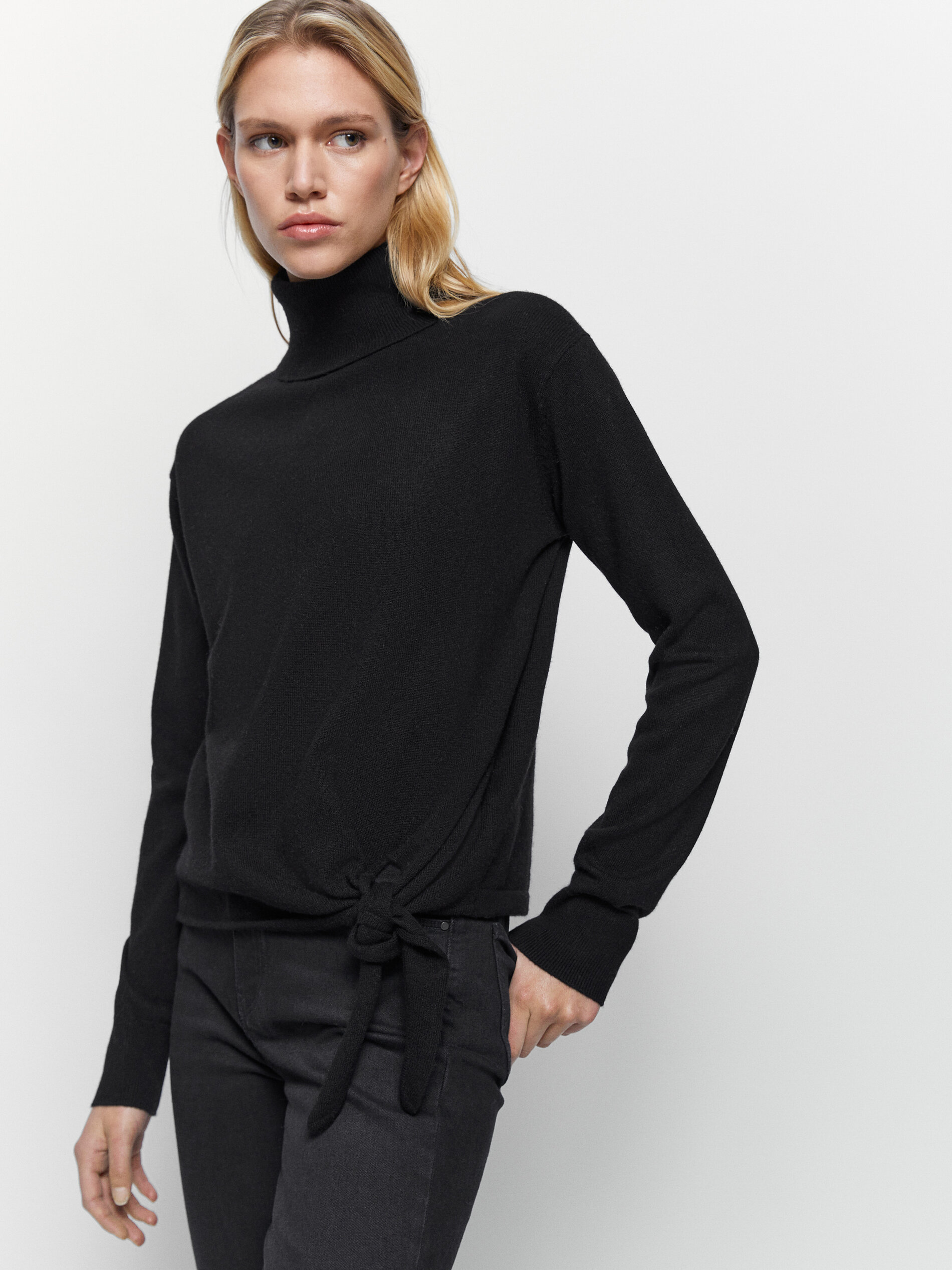 Massimo Dutti - Cashmere wool sweater with knot