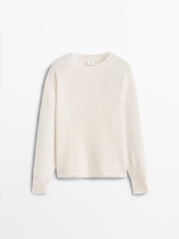 Soft purl-knit sweater