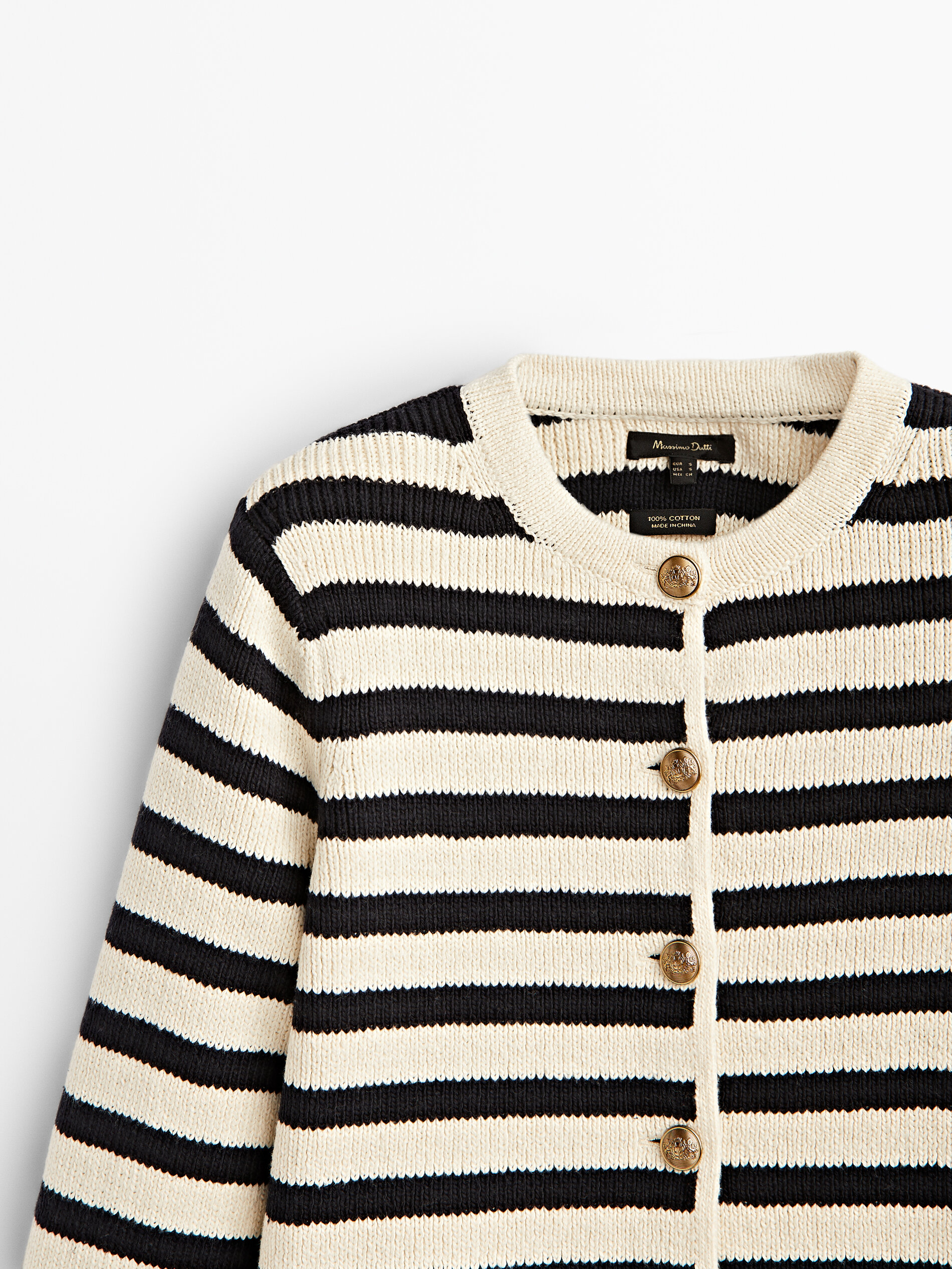 Massimo Dutti - Cardigan en maille rayures et boutons