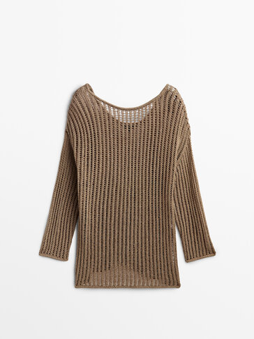 Long open knit sweater