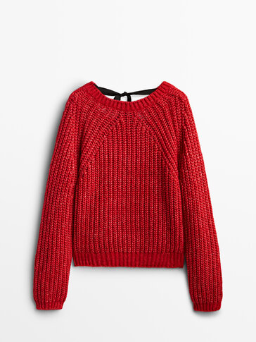 Pleteni džemper sa vezivanjem na leđima