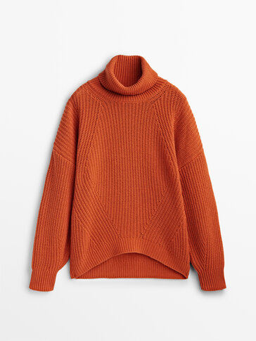Purl knit wool and cashmere sweater