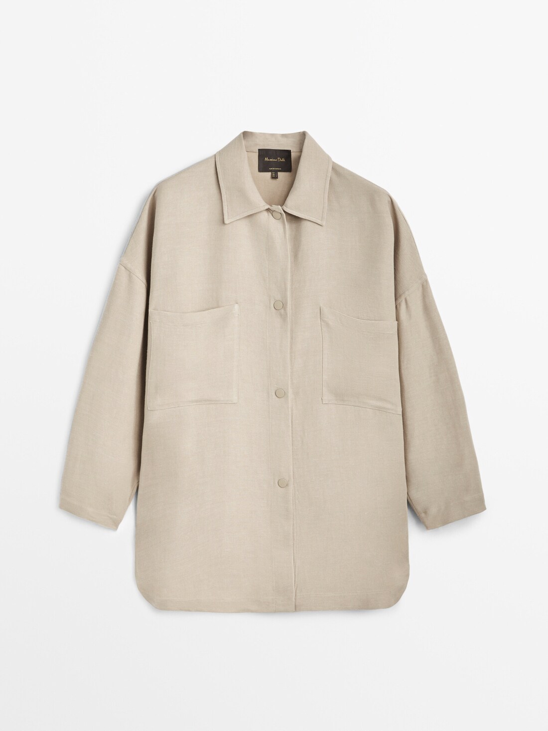 Дымчатый Куртка-рубашка с накладными карманами Massimo Dutti