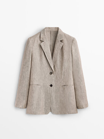 Grey 100% linen blazer