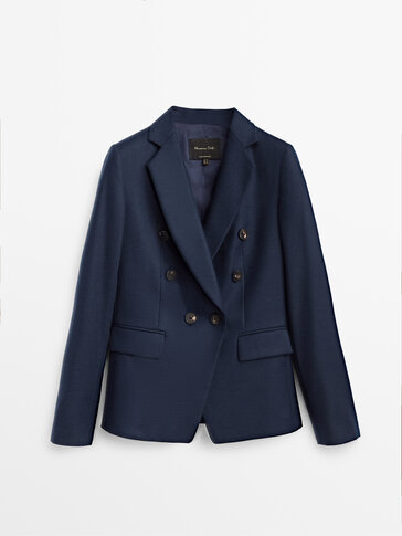 Wool blend double-breasted suit blazer