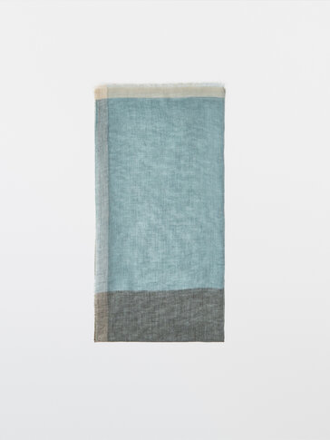 Colour block cotton linen scarf