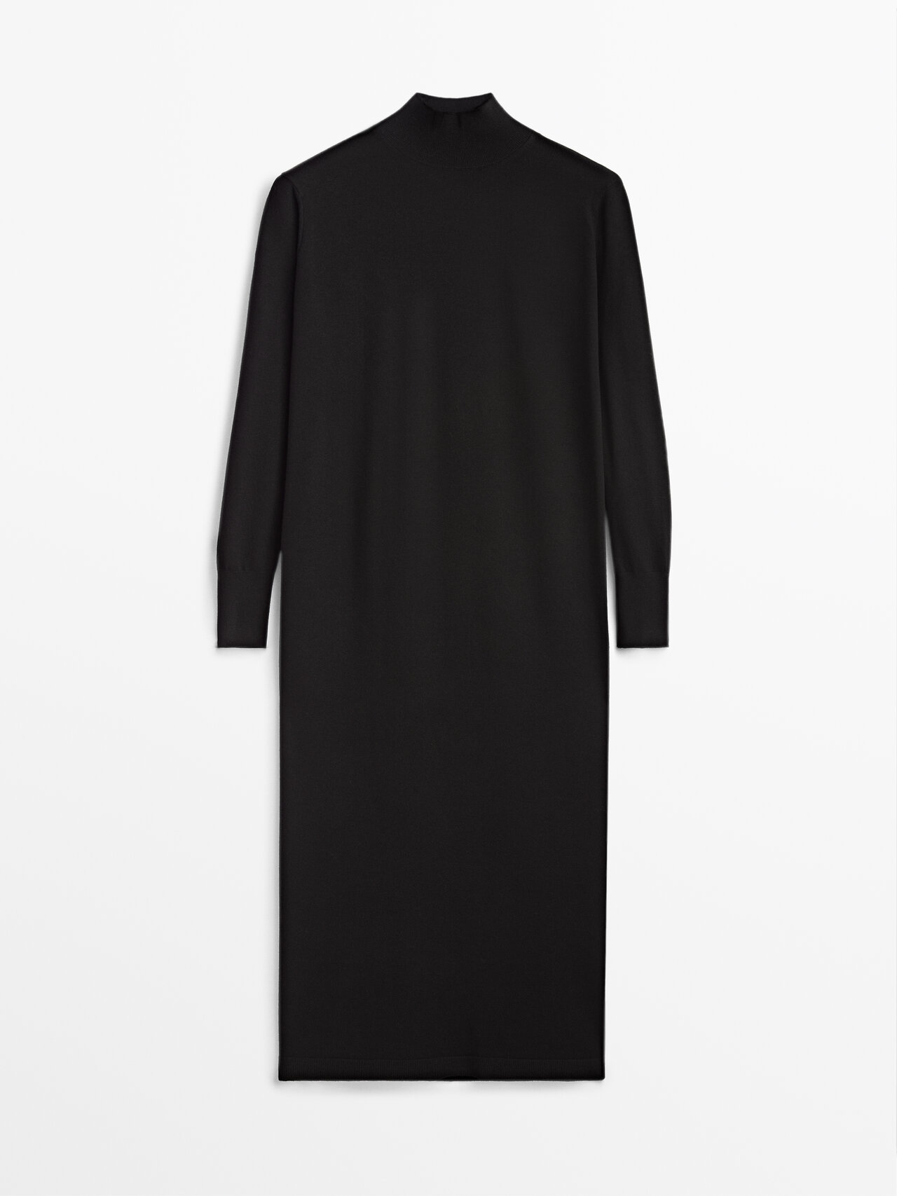 Massimo Dutti Flowing Knit Dress With Back Opening In Black | ModeSens