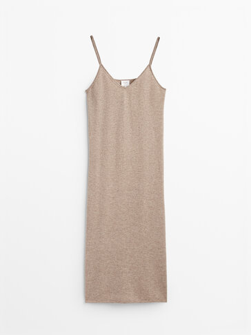 Long cashmere wool strappy dress