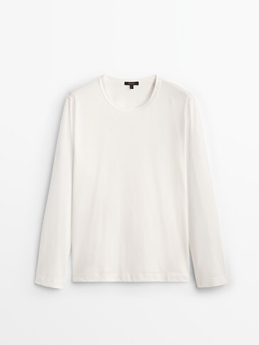T-shirt de algodão com decote redondo