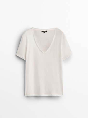 100% linen v-neck t-shirt