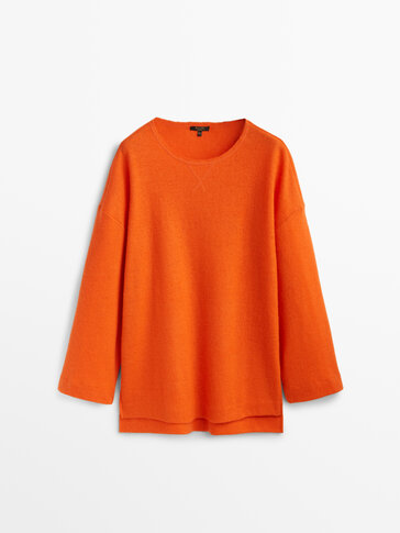 Oversize, strikket T-shirt i uld