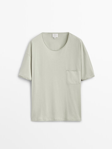 T-shirt de manga curta de pijama em algodão