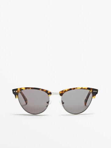 Слънчеви очила с метална рамка в кехлибарени тонове