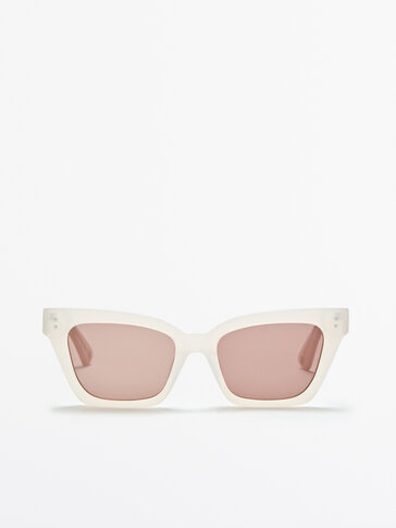 Sunglasses with transparent cream frame