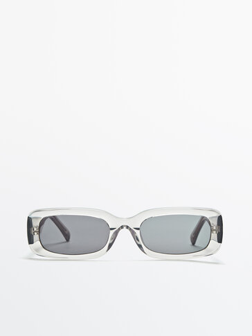 Pravougaone prozirne naočare za sunce sive boje