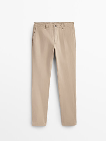 Slim fit cotton chino trousers