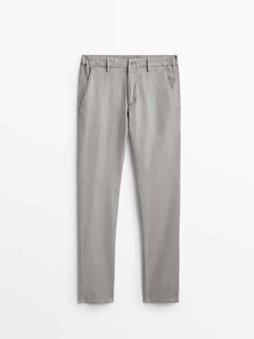 Jogging fit micro-check textured trousers
