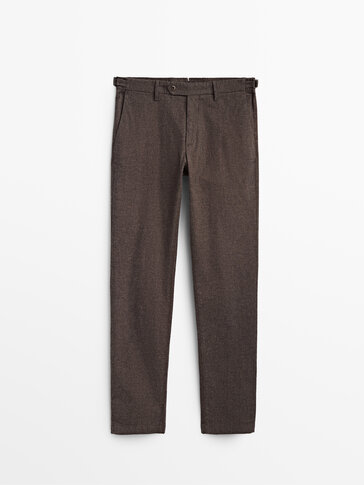 Pantaloni in filo mouliné di cotone regular fit