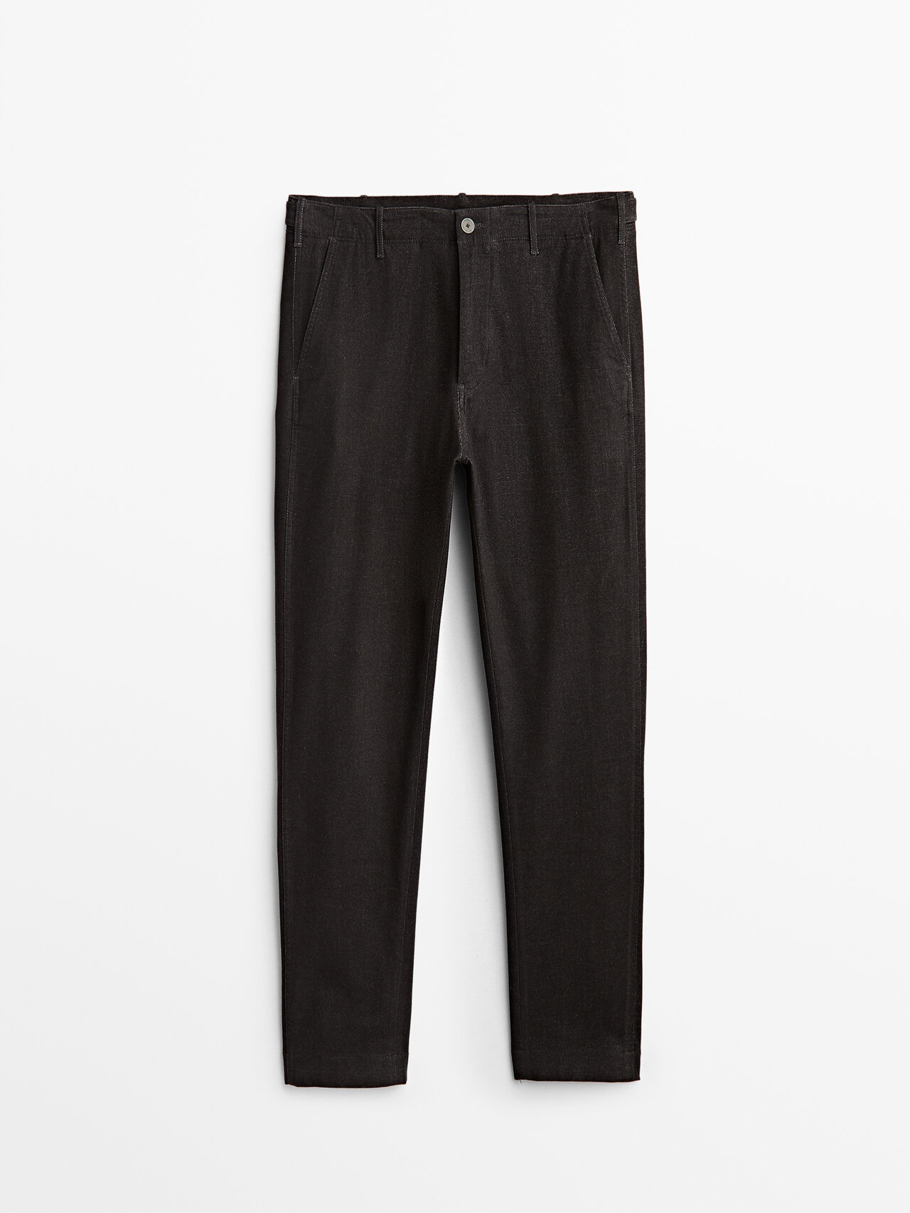 Massimo Dutti False Plain Trousers With Side Tabs In Navy Blue