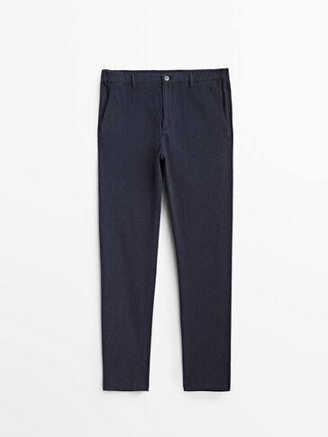 Micro-checked cotton trousers