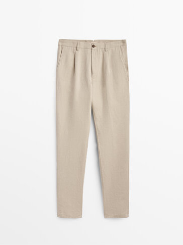 Linen/cotton chino trousers
