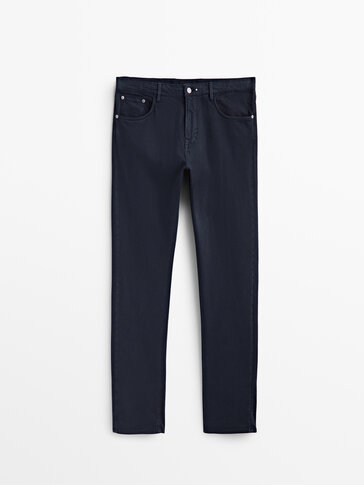 Slim-fit denim-effect trousers - Massimo Dutti United Kingdom
