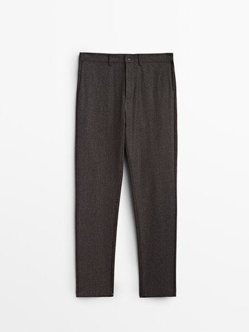 Cotton/wool/silk chino trousers