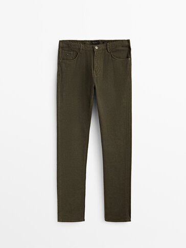 Slim fit nohavice s džínsovým efektom a textúrou