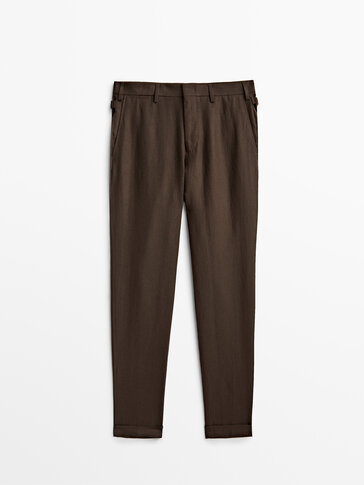 Pantalón marrón traje lino Limited Edition
