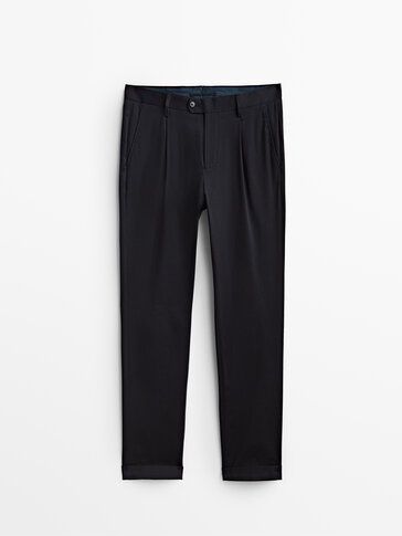 Darted cotton trousers