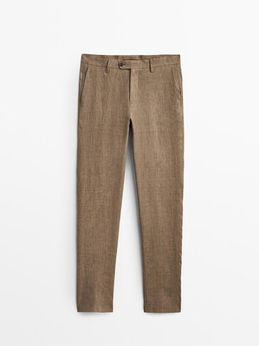 100% linen faded-effect trousers