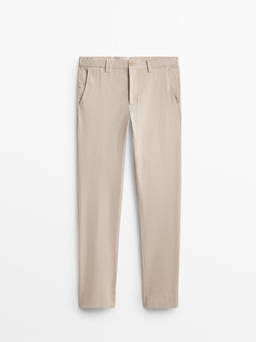 Stretch cotton suit trousers