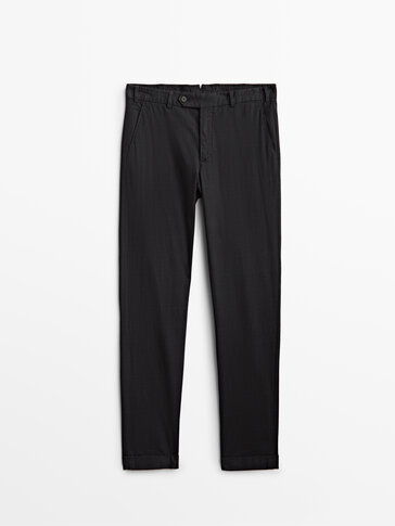 Checked cotton suit trousers